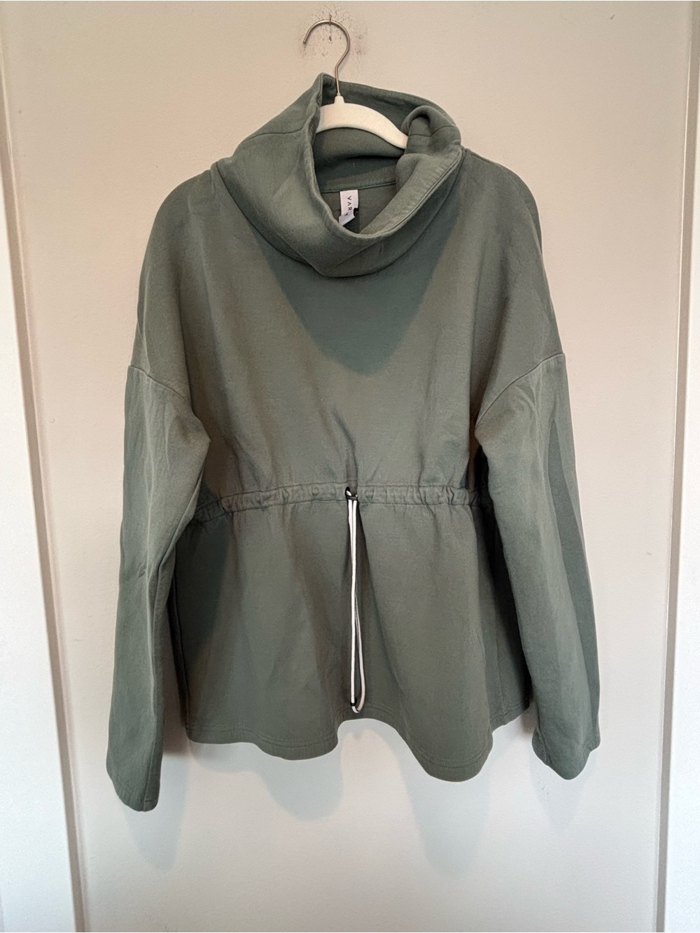 Varley Olive Green Drawstring Funnel-Neck Sweatshirt